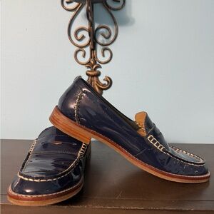 Sperry Navy Patent Leather Penny Loafers